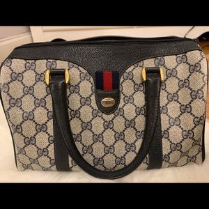 Authentic Vintage Gucci Web Boston Bag